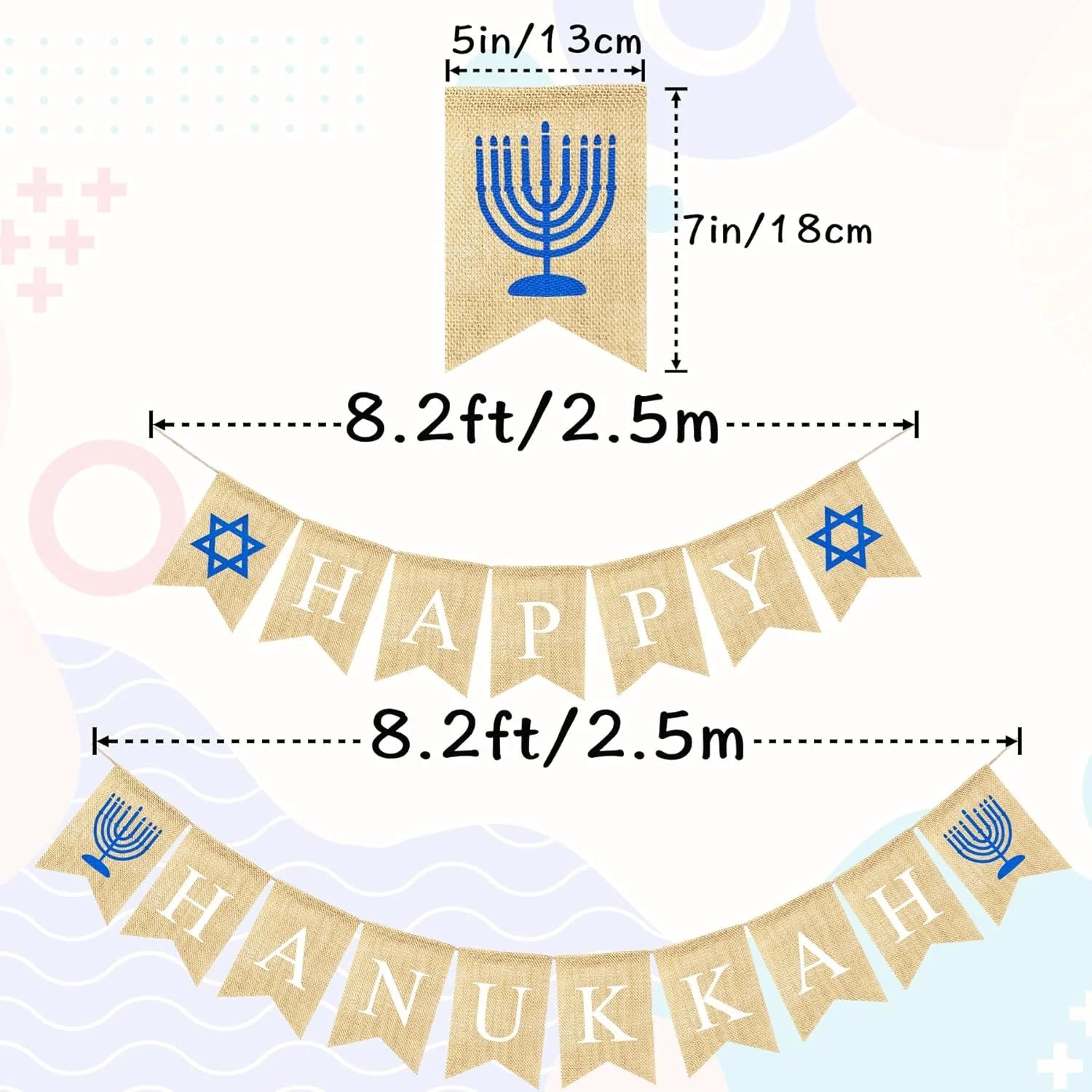 Happy Hanukkah Banner for Garland Bunting Chanukah Festival Party