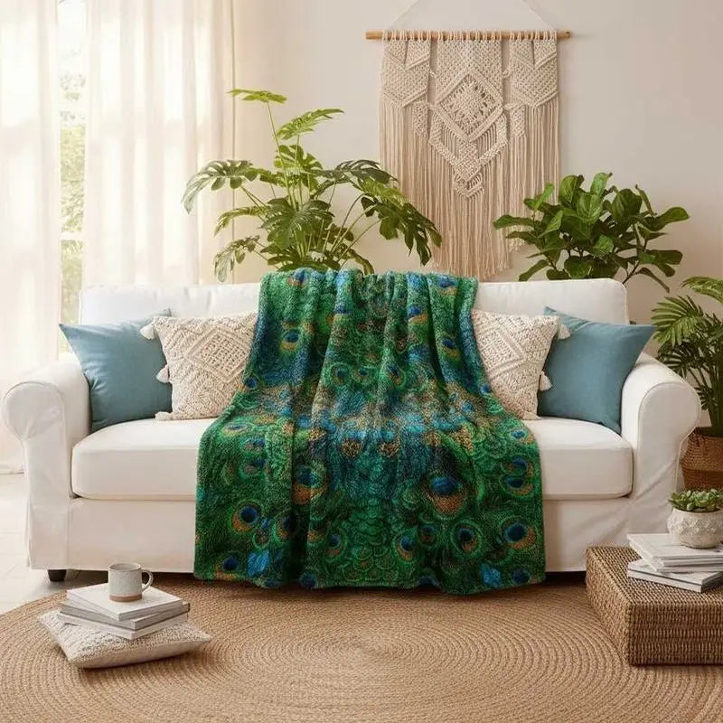 Peacock Flannel Throw