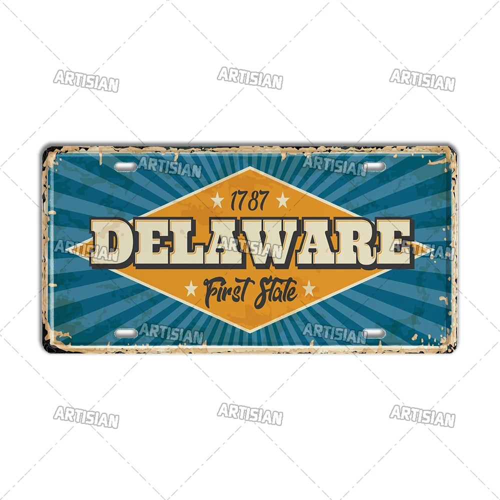 USA License Plate Landmark Metal