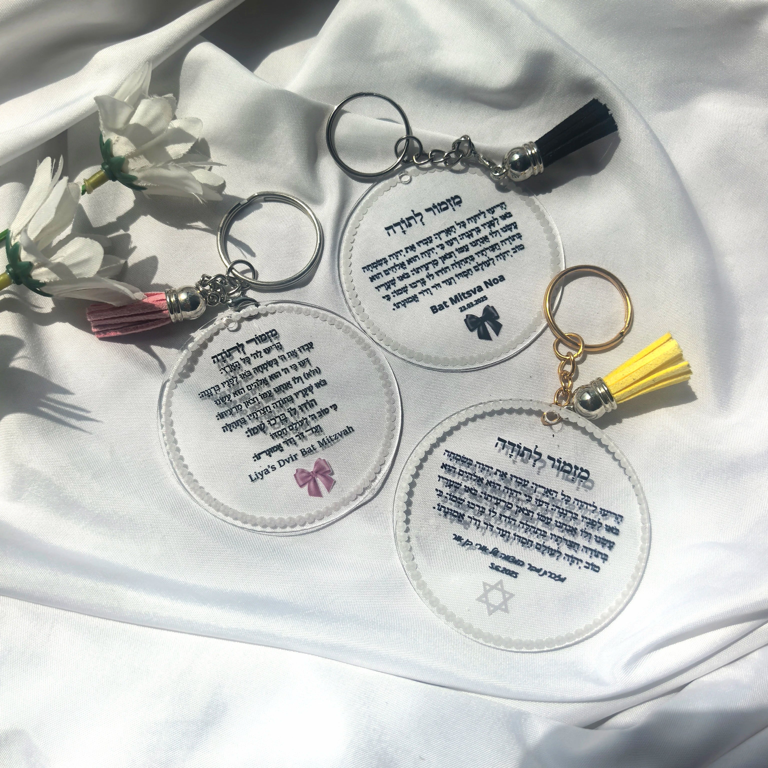 Jewish Thanksgiving Prayer Card With Keychain Bar