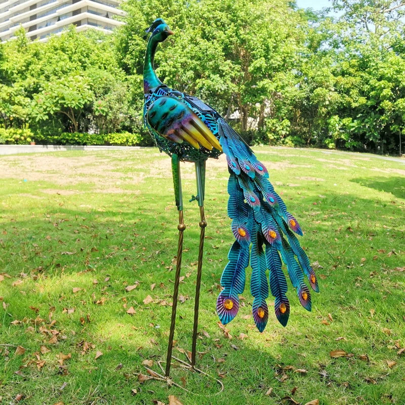 Solar Lights Peacock Statues Garden Decoration Outdoor