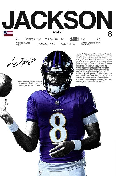 Classic American Football Sports Star Art Poster
