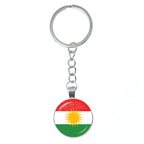 Kurdistan Flag Glass Pendant Keychain Jewelry Charm Bag Souvenir Key Ring