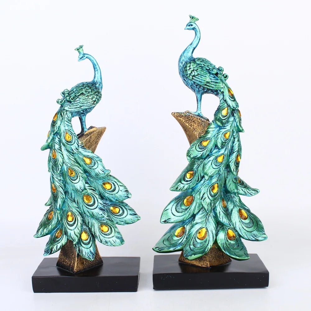 Peacock Decor Statue Sculpture