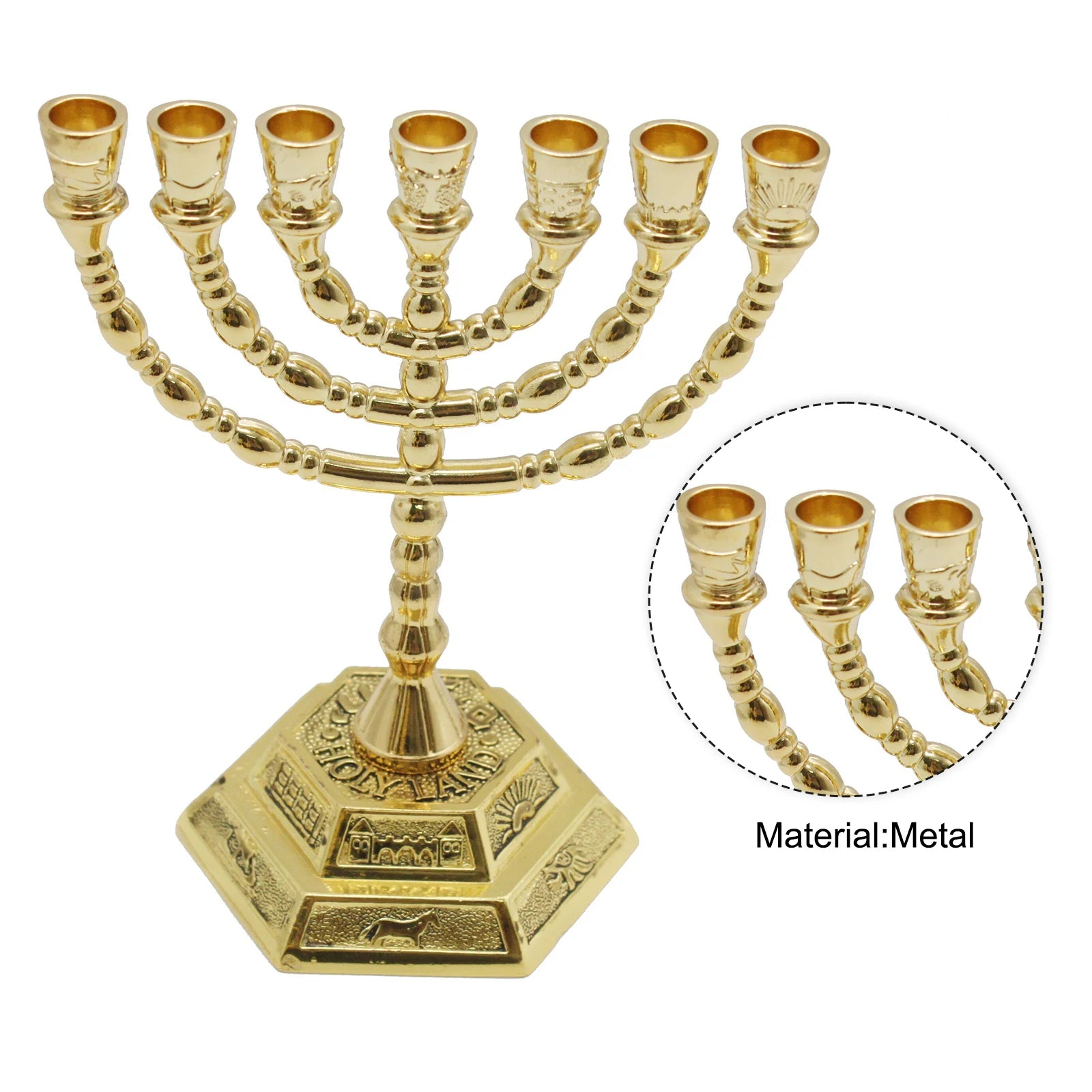 7 Branch Menorah Candle Holder Jerusalem