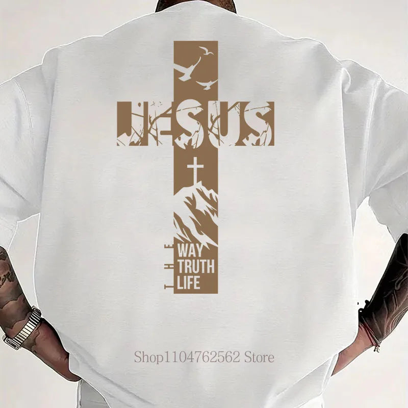 Jesus Cross Pattern Print T-shirts