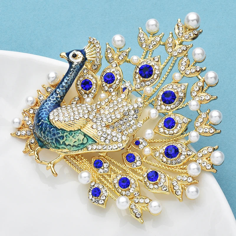 Luxury Pearl Peacock Brooches