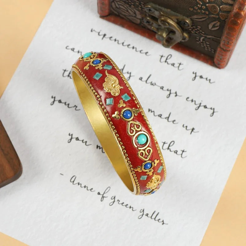 Vintage Brass Bangle, Tibetan Nepali Style