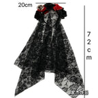 1PCS Black Veil Rose Flower Headband Day of The Dead Party