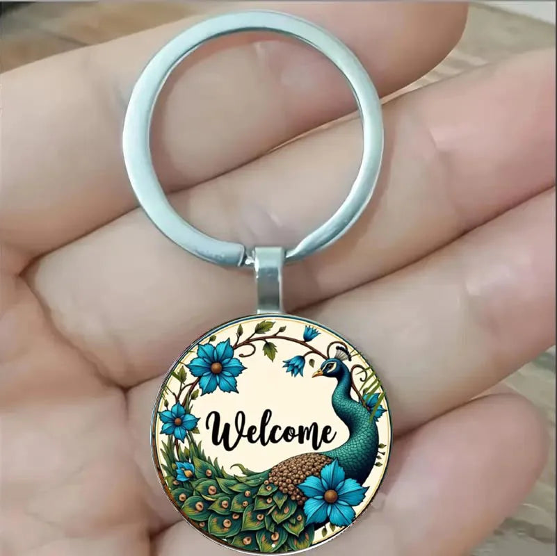 Peacock keychain feathers