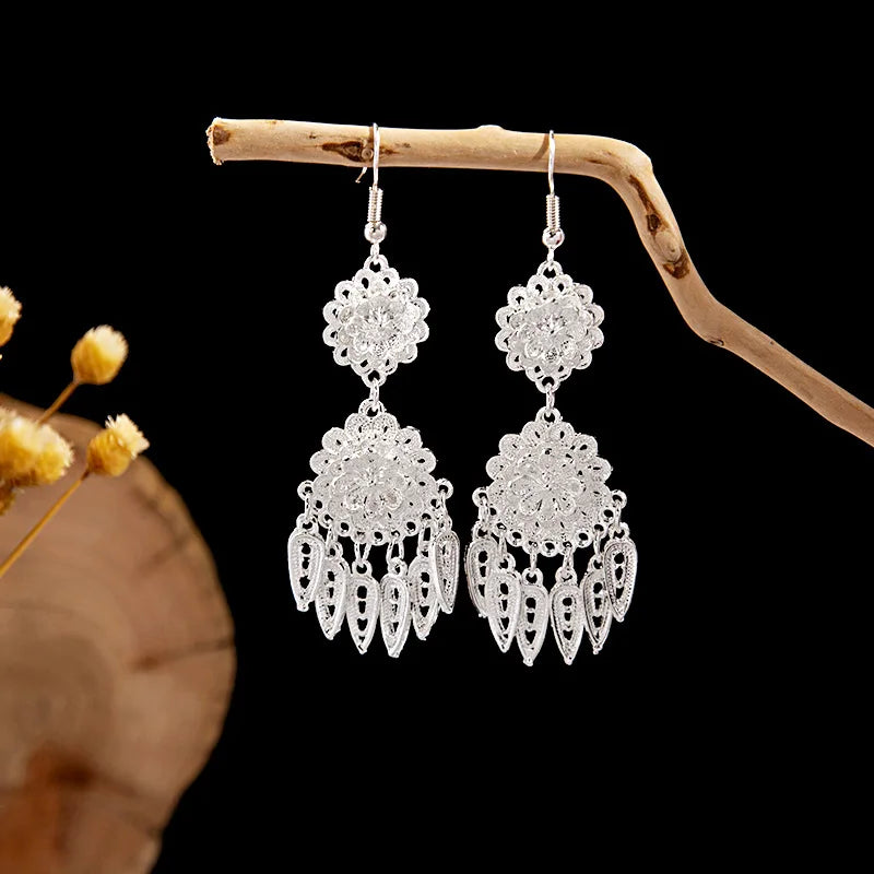 Ethnic Tibetan Silver Color Earrings