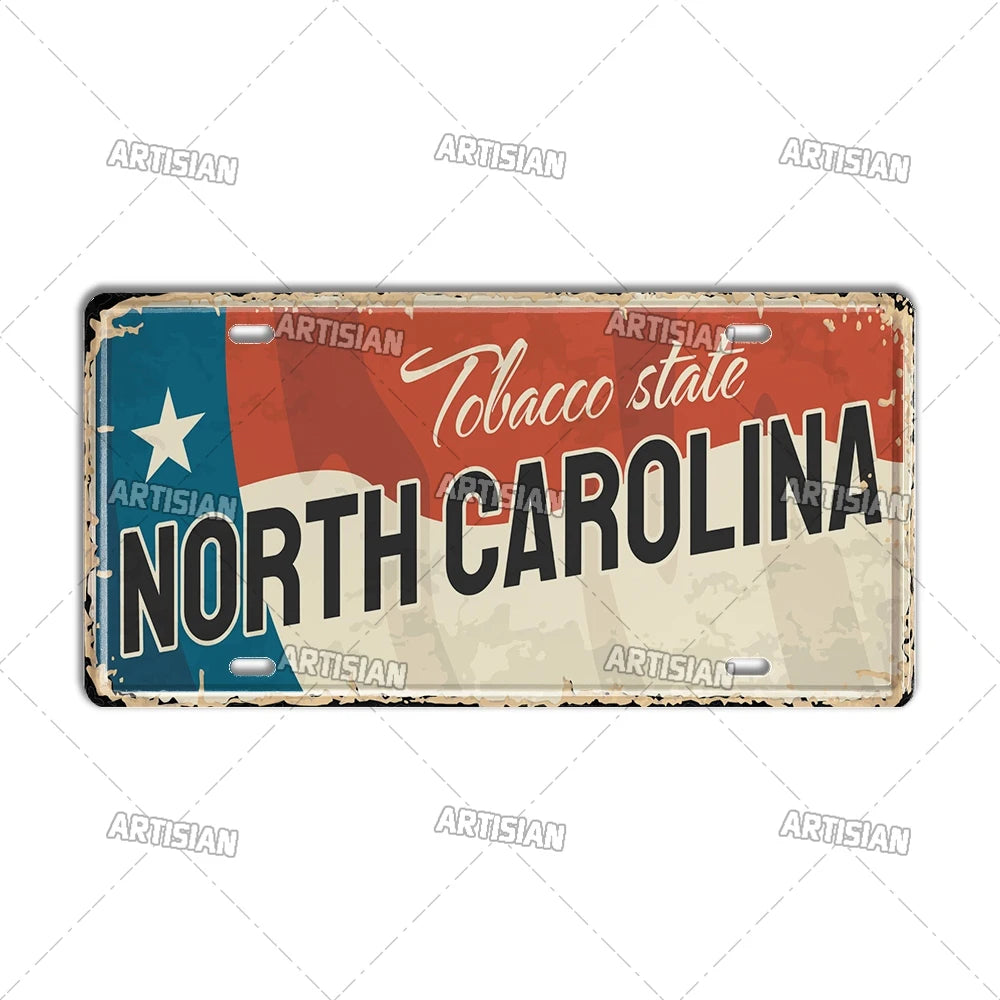 USA License Plate Landmark Metal