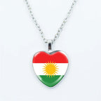 Kurdistan Flag Glass Pendant Keychain Jewelry Charm Bag Souvenir Key Ring