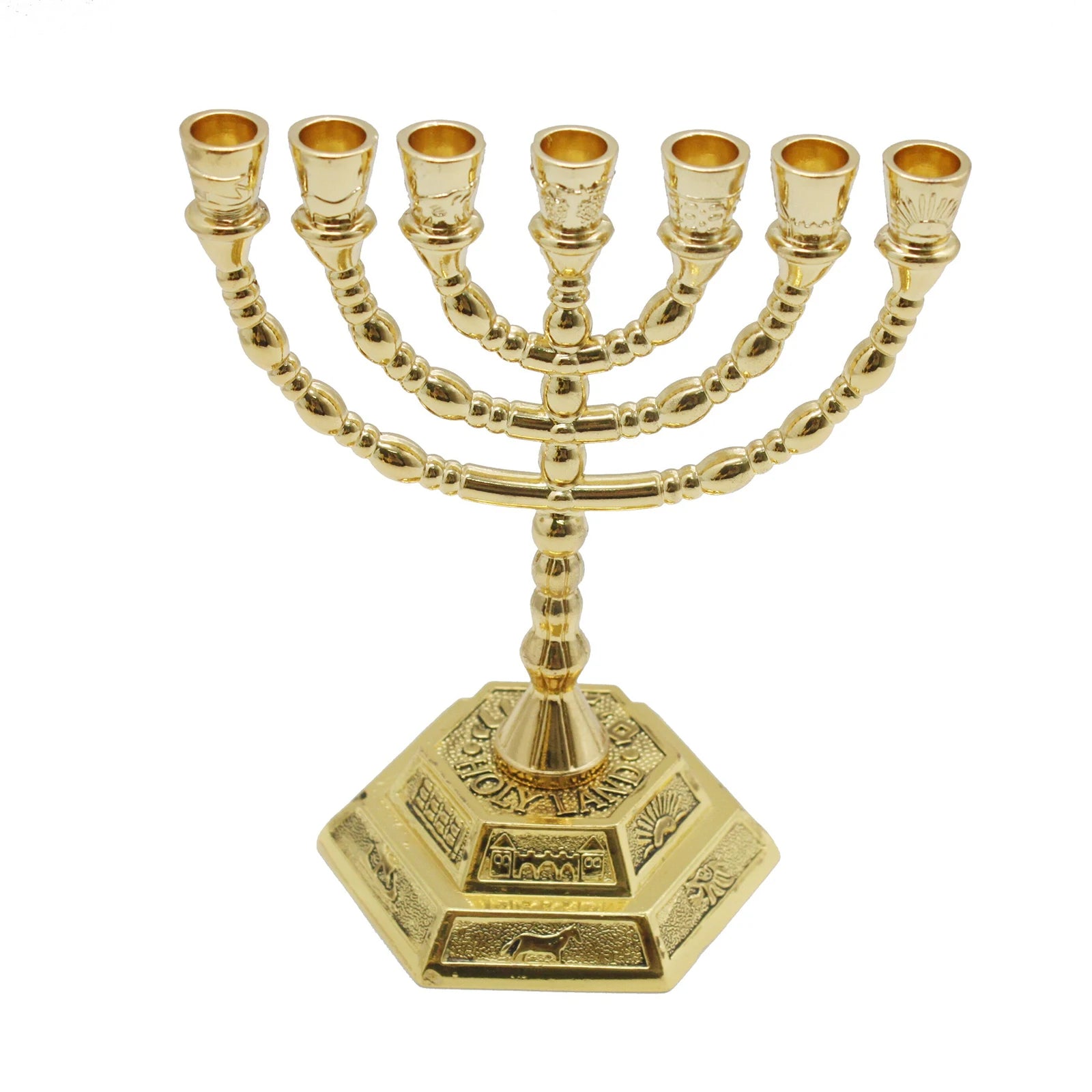 7 Branch Menorah Candle Holder Jerusalem