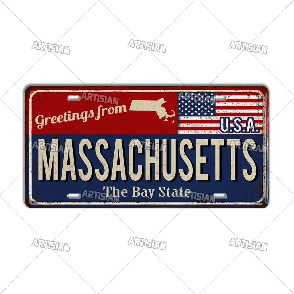 Greeting from USA States Landmark License Plate