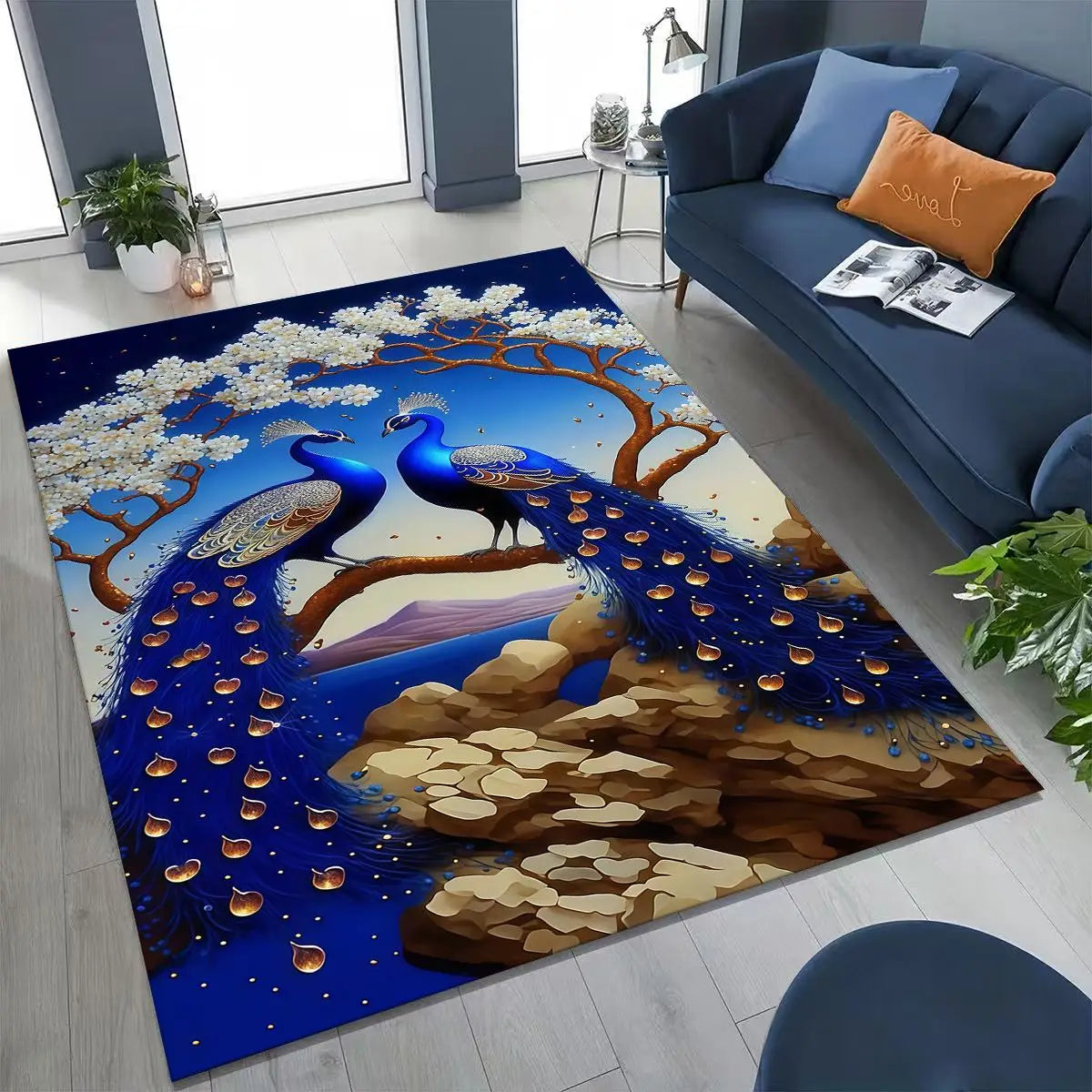 Colorful Peacock Birds Rug