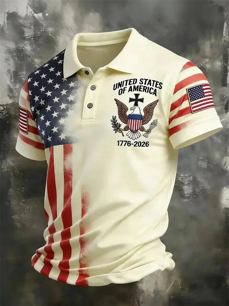 America 250th Anniversary Polo Shirt USA Flag