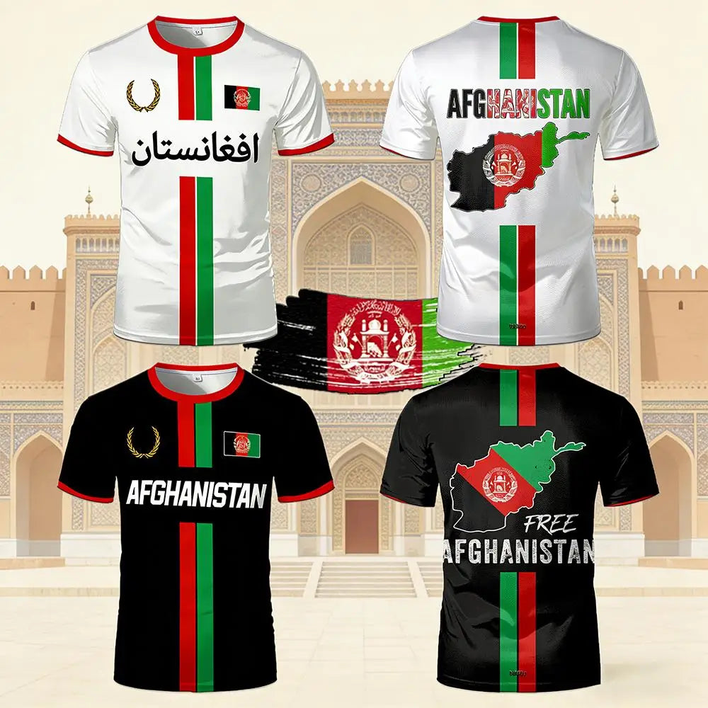 تيشيرت رياضي رجالي لكرة القدم بتصميم أفغاني، علم أفغانستان مطبوع، خريطة، ياقة دائرية، قميص رجالي سريع الجفاف ومسامي، بلايز كاجوال