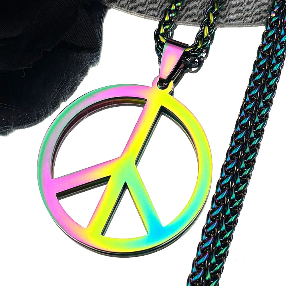 Goth Punk Peace Sign Symbol Pendant Necklace