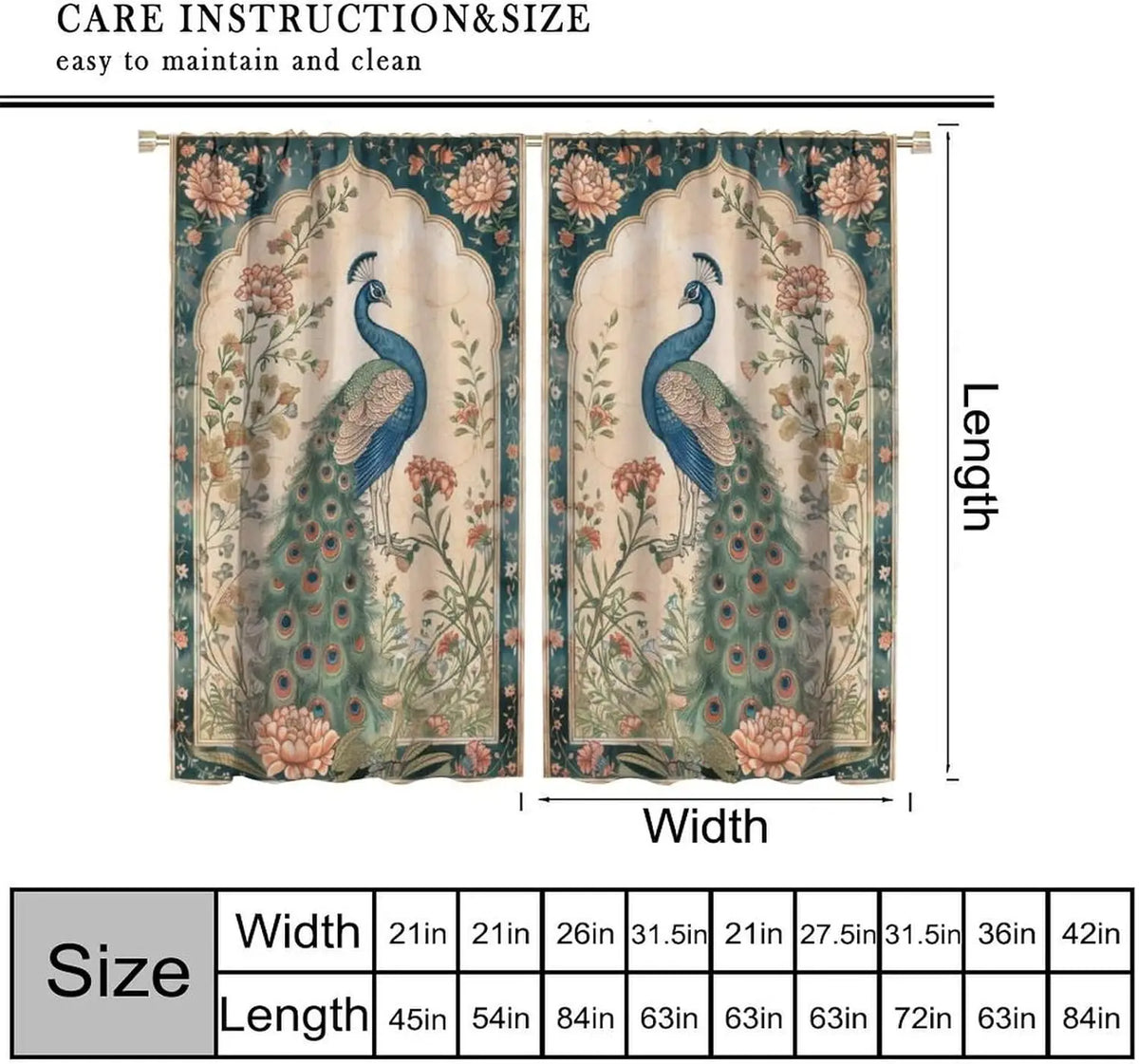 Peacock Floral Curtains