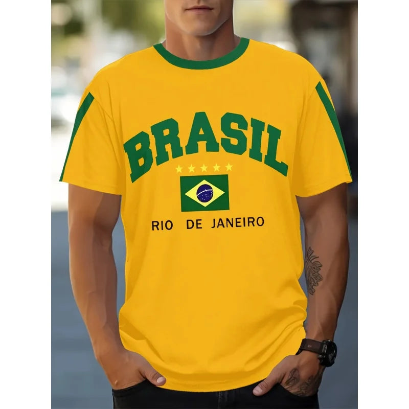 Brazil Football Pattern Tee Shirt