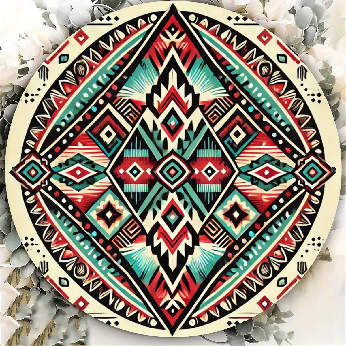 Southwest Native American Tribal Geometric Metal Sign