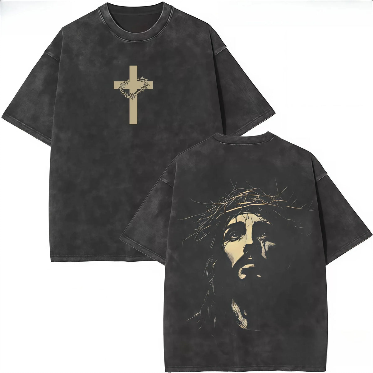 Jesus Crown of Thorns Washed T-shirt