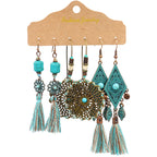 Vintage Bronze Irregular Geometric Triangle Arrow Tassel Dangle Earrings