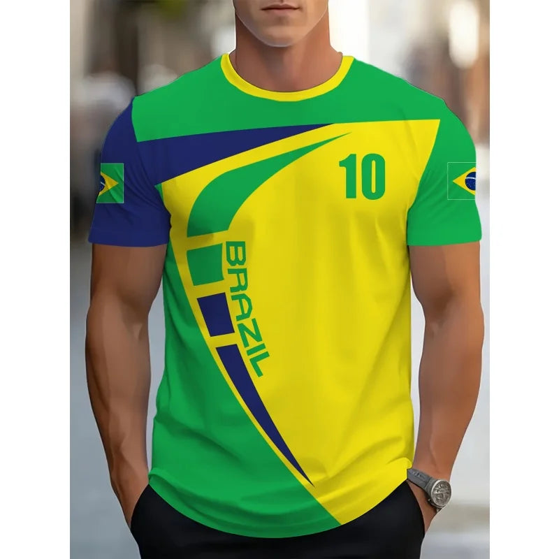 Brazil Football Pattern Tee Shirt
