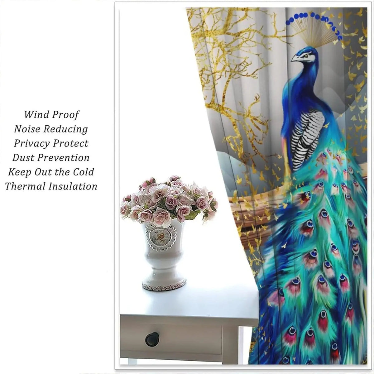 Blue Peacock Curtains