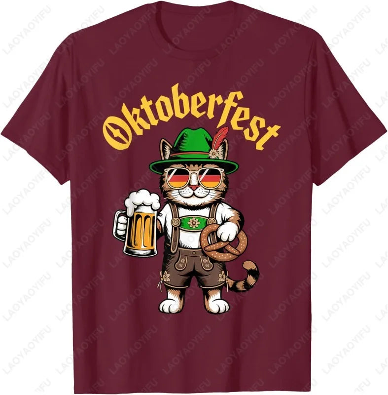 Funny Oktoberfest Cute Cat Pretzel Beer Funny Party Adults T-Shirt