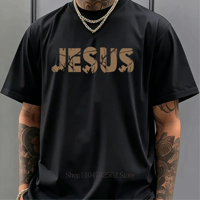 Jesus Cross Pattern Print T-shirts