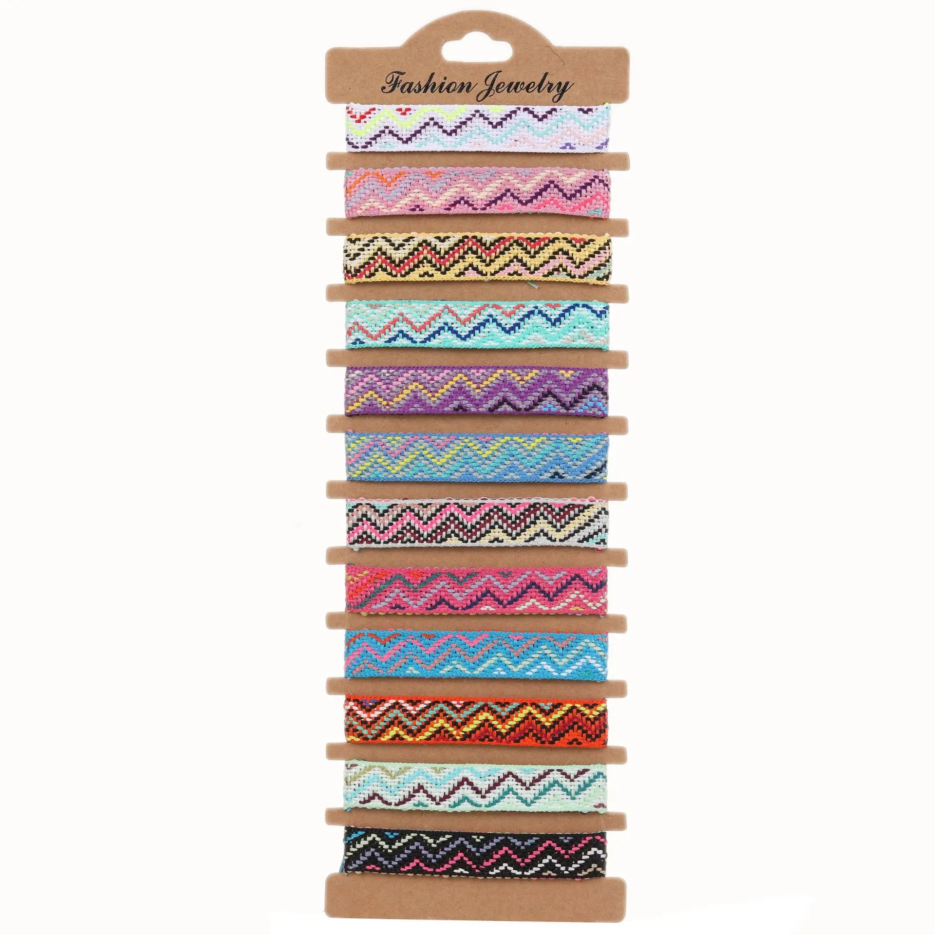 12Pcs/set Woven Bracelet Ethnic Rainbow Friendship Bracelet