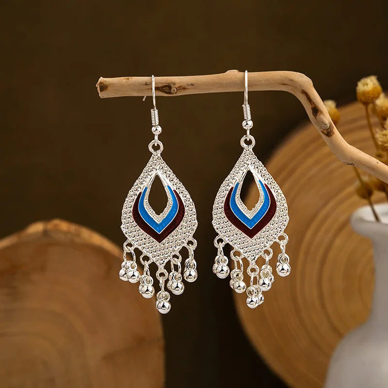 Ethnic Tibetan Silver Color Earrings
