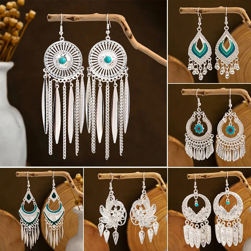 Ethnic Tibetan Silver Color Earrings