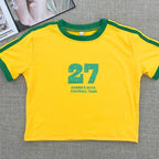 Brazil Letter Print Crop Top