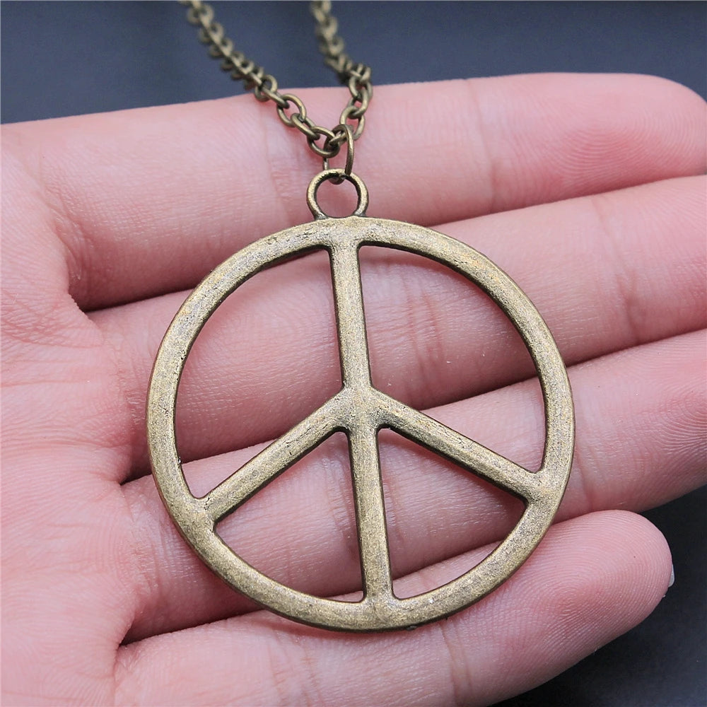 Big Peace Sign Pendant Necklace