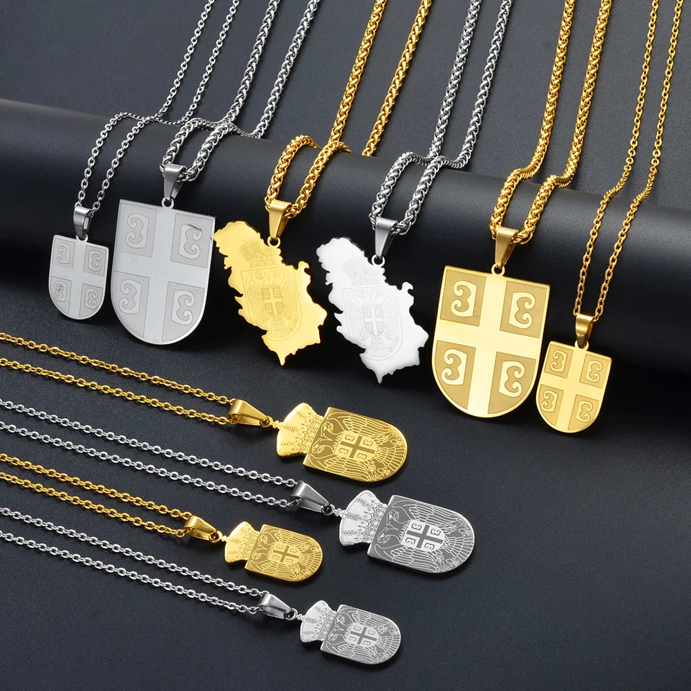 Anniyoc Republika Srbija Map Flag Pendant Necklaces