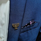 Jewish menorah men's brooch stainless steel lapel pin