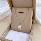 Stainless Steel Crystal Sunflower Necklace