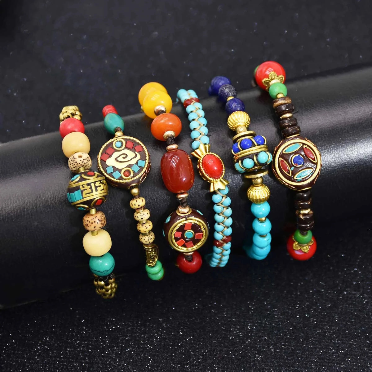 Vintage Tibetan Ethnic Colorful Stone Bead Bracelet