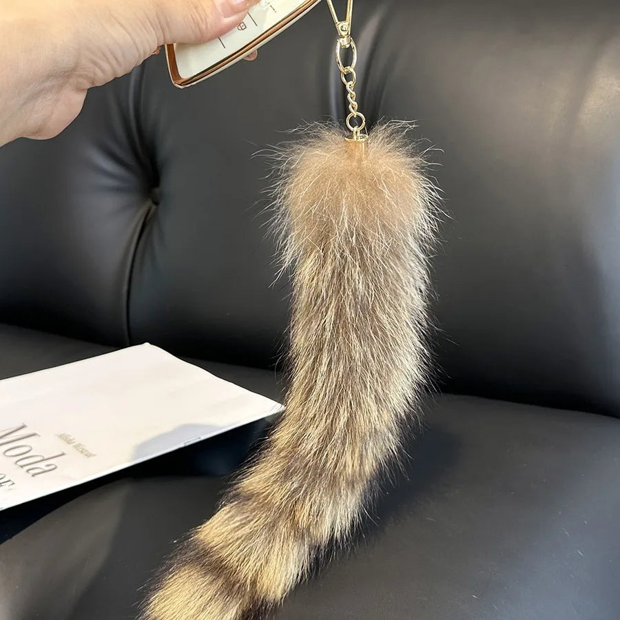 American raccoon tail keychain