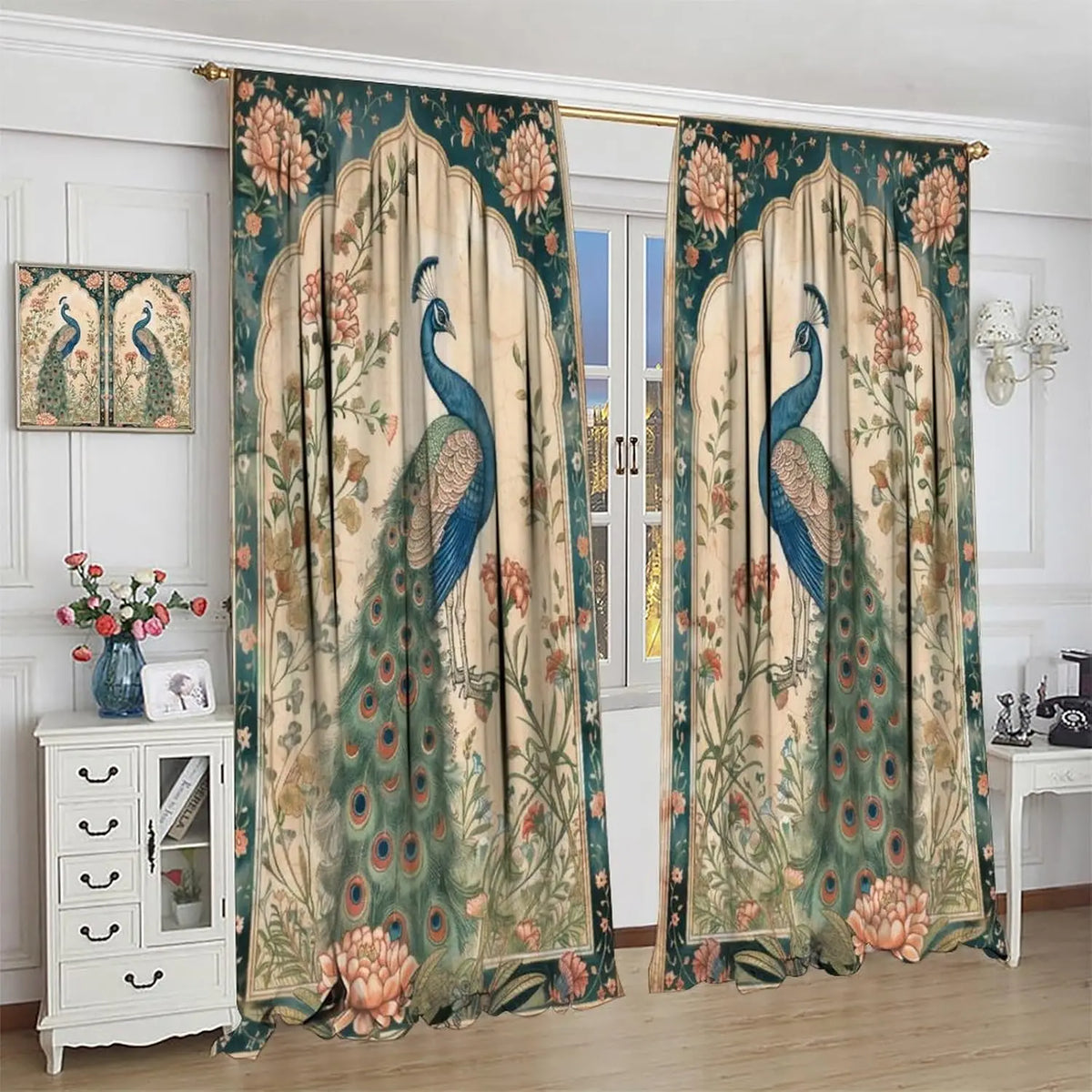 Peacock Floral Curtains