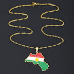 Kurdistan Map Flag Pendant Necklace