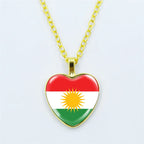 Kurdistan Flag Glass Pendant Keychain Jewelry Charm Bag Souvenir Key Ring