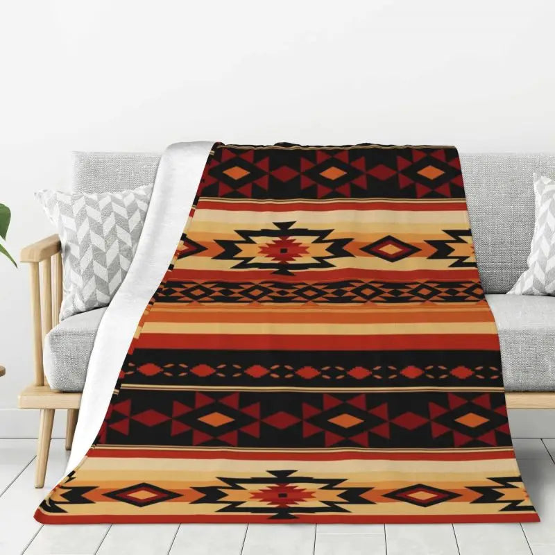 Native American Navajo Boho Aztec Pattern Blanket