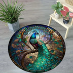 Large 3D Stained-Glass Peacock Mat
