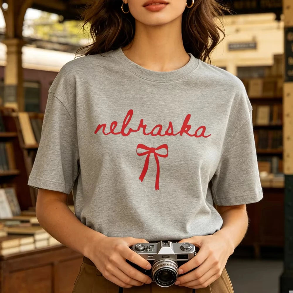 Nebraska Bow  T Shirt