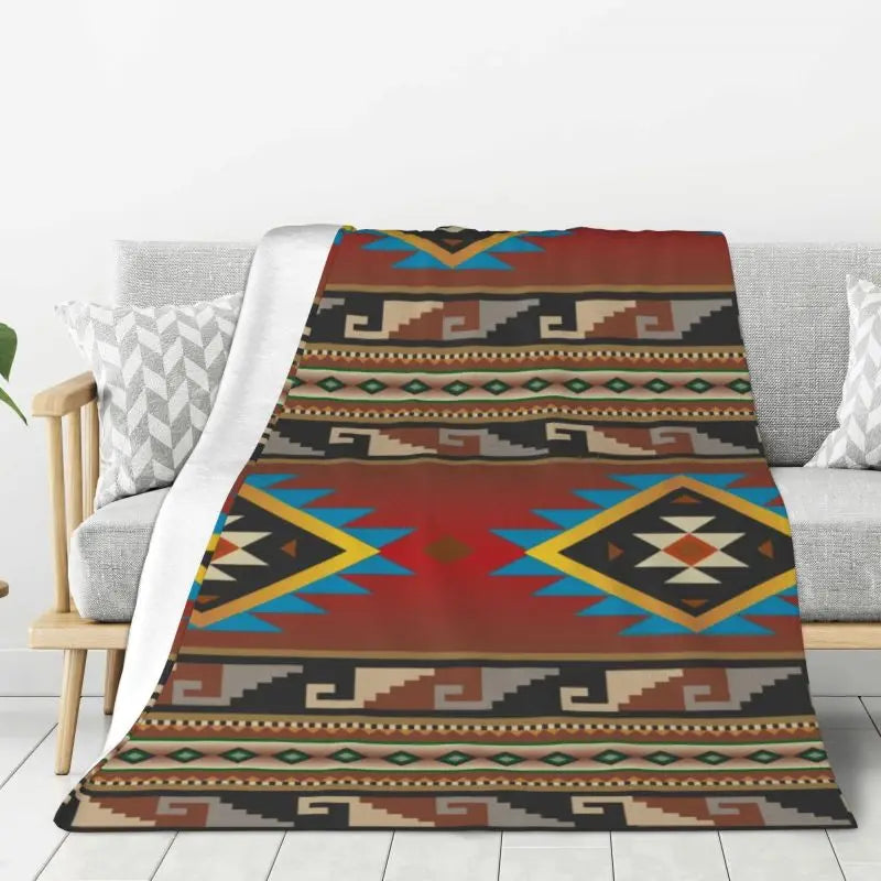 Native American Navajo Boho Aztec Pattern Blanket
