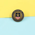 US Army Soldier Veteran Shield Circle Metal Badge